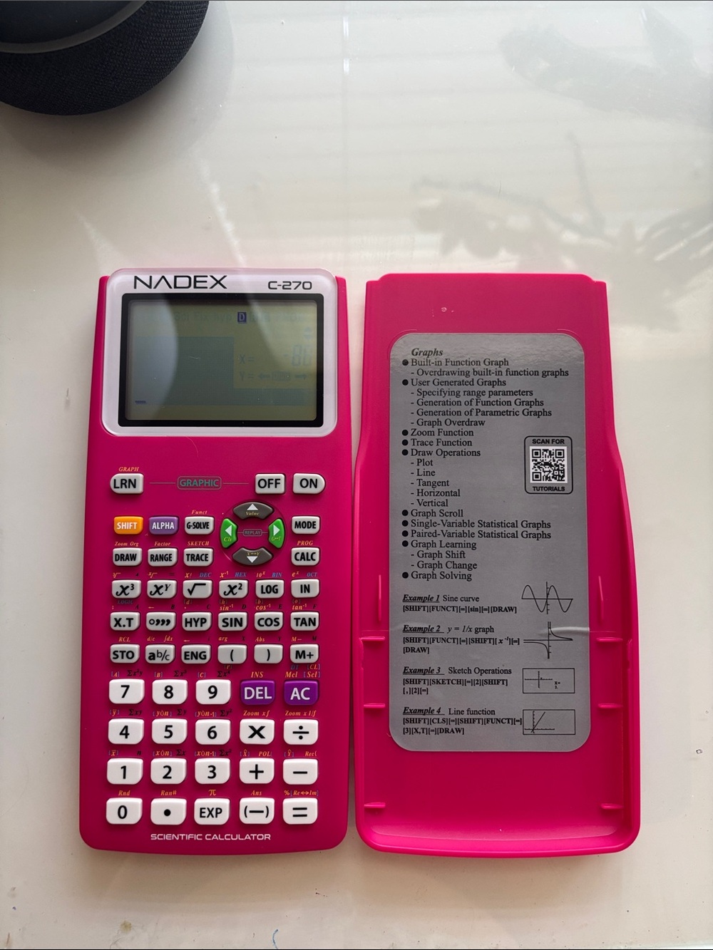 Dex Pink Scientific Graphing Calculator with Slide Cover
